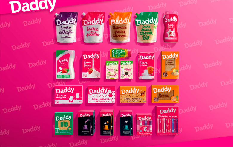 Cartera de productos de la marca de azúcar Daddy
