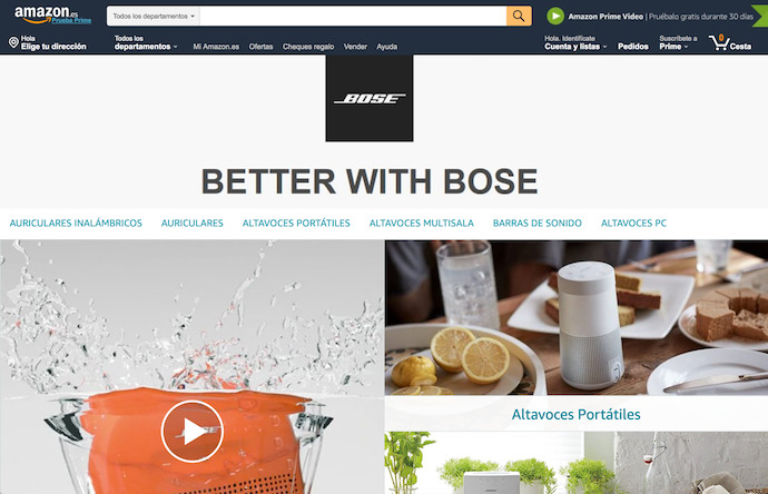 Ejemplo de Brand Store: marca de tecnología Bose